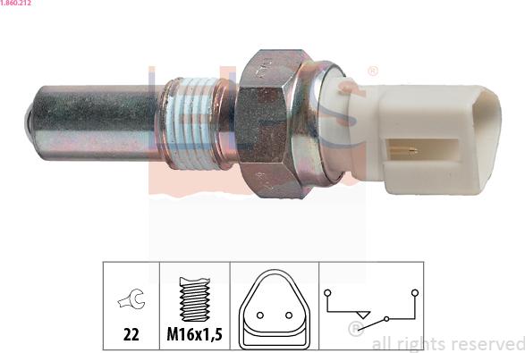 EPS 1.860.212 - Interruptor, piloto de marcha atrás parts5.com