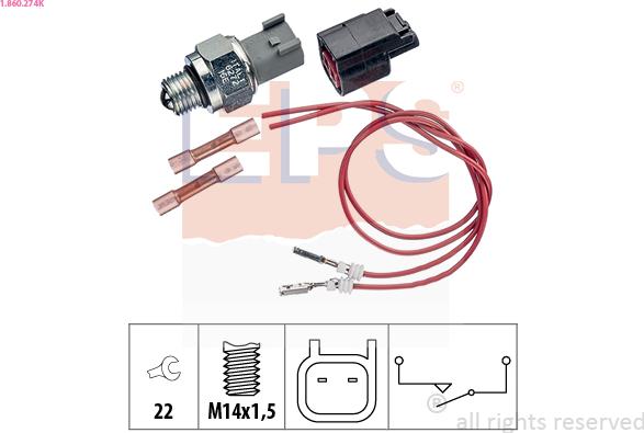 EPS 1.860.274K - Prekidač, svjetlo za vožnju unatrag parts5.com