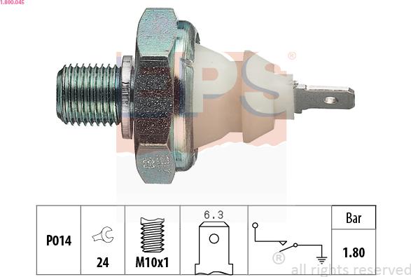 EPS 1.800.045 - Senzor, tlak ulja parts5.com