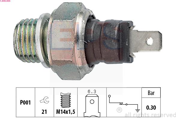 EPS 1.800.005 - Αισθητήρας, πίεση λαδιού parts5.com