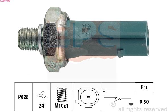 EPS 1.800.196 - Senzor, pritisk olja parts5.com