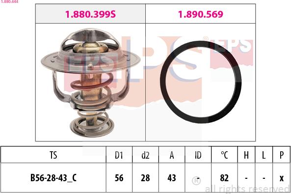 EPS 1.880.444 - Termosztát, hűtőfolyadék parts5.com