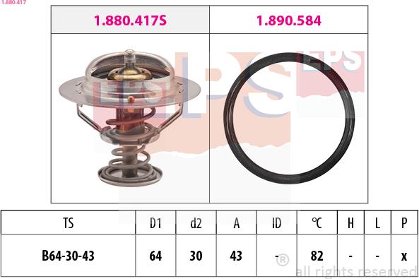 EPS 1.880.417 - Termosztát, hűtőfolyadék parts5.com