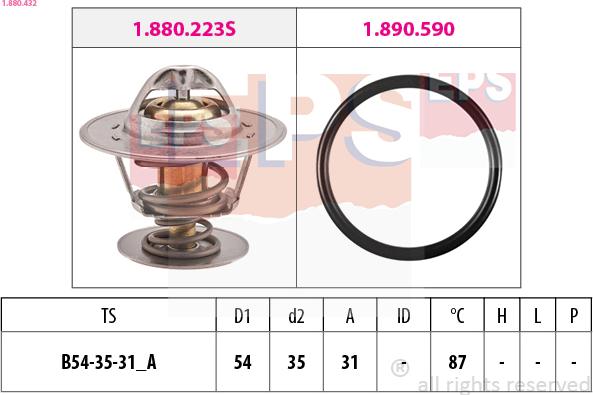 EPS 1.880.432 - Termostato, refrigerante parts5.com
