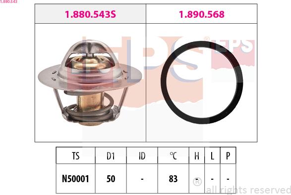 EPS 1.880.543 - Termostaatti, jäähdytysneste parts5.com