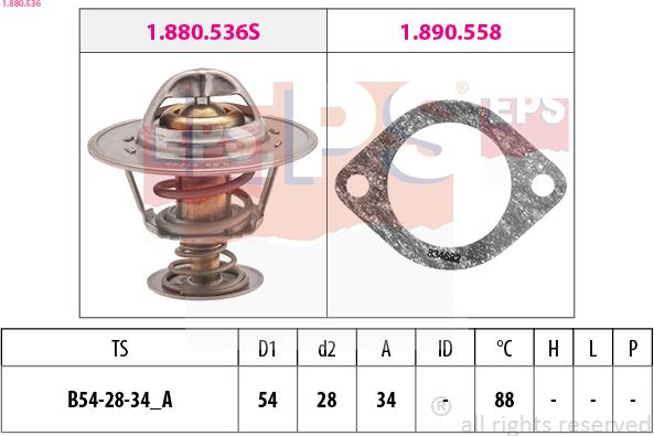 EPS 1.880.536 - Termostato, refrigerante parts5.com