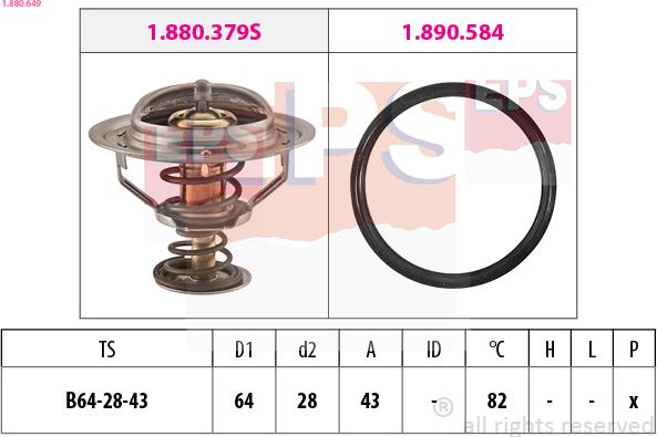 EPS 1.880.649 - Thermostat, coolant parts5.com