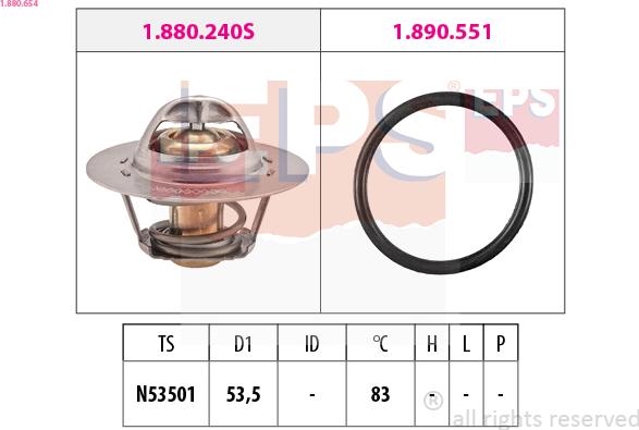 EPS 1.880.654 - Θερμοστάτης, ψυκτικό υγρό parts5.com