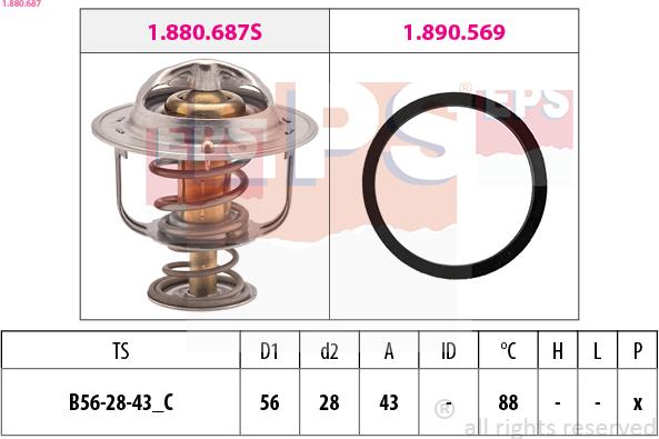 EPS 1.880.687 - Thermostat, Kühlmittel parts5.com