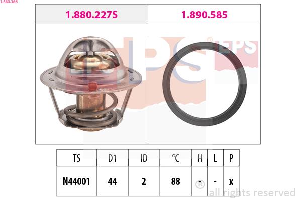 EPS 1.880.366 - Termostato, refrigerante parts5.com