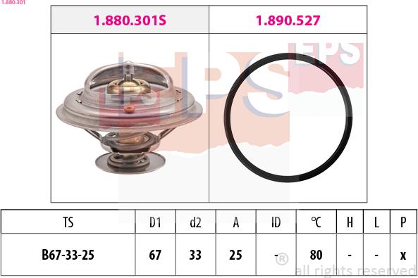 EPS 1.880.301 - Termostat,lichid racire parts5.com