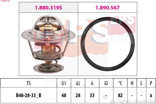 EPS 1.880.319 - Thermostat, coolant parts5.com