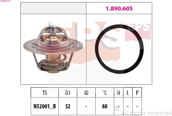 EPS 1.880.312 - Termostat, soğutma sıvısı parts5.com