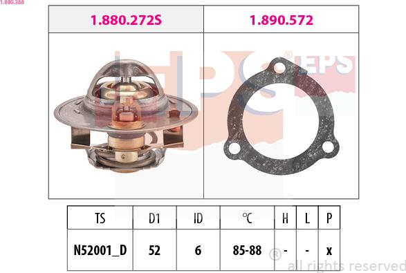 EPS 1.880.388 - Thermostat, coolant parts5.com