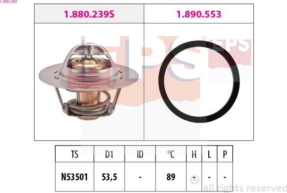 EPS 1.880.290 - Termostat,lichid racire parts5.com