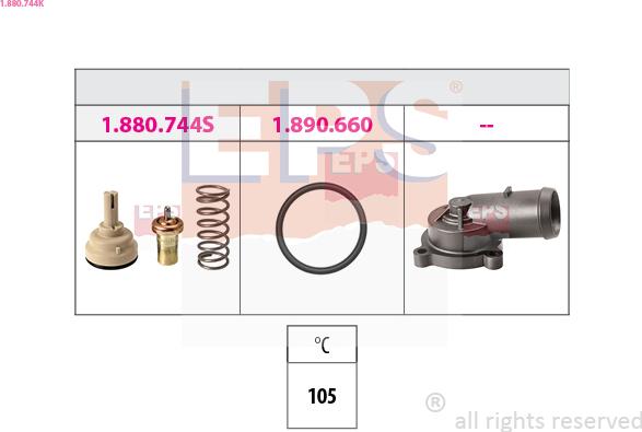 EPS 1.880.744K - Thermostat, coolant parts5.com