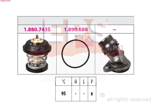 EPS 1.880.757K - Thermostat, coolant parts5.com