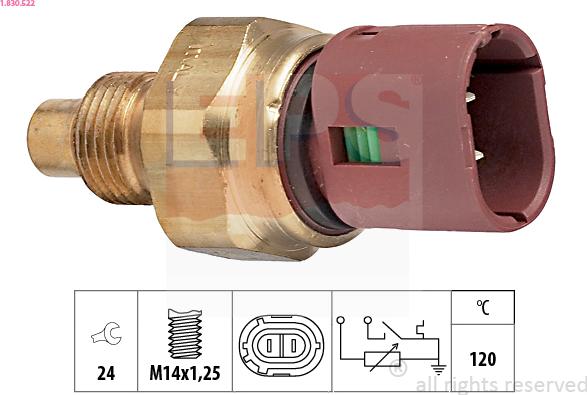 EPS 1.830.522 - Sensor, coolant temperature parts5.com