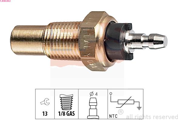 EPS 1.830.052 - Sensor, temperatura del refrigerante parts5.com