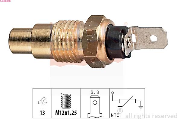 EPS 1.830.078 - Sensor, temperatura del refrigerante parts5.com