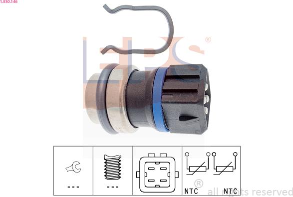 EPS 1.830.146 - Senzor,temperatura lichid de racire parts5.com