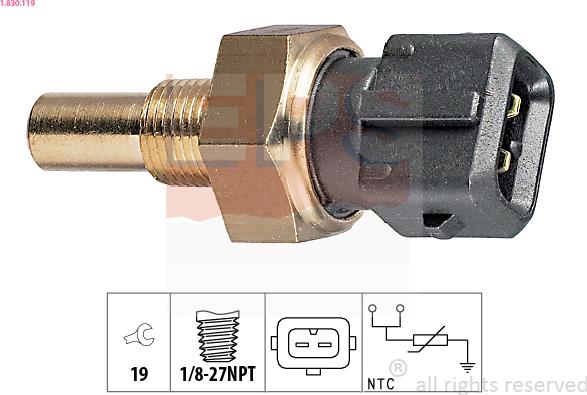 EPS 1.830.119 - Senzor,temperatura lichid de racire parts5.com