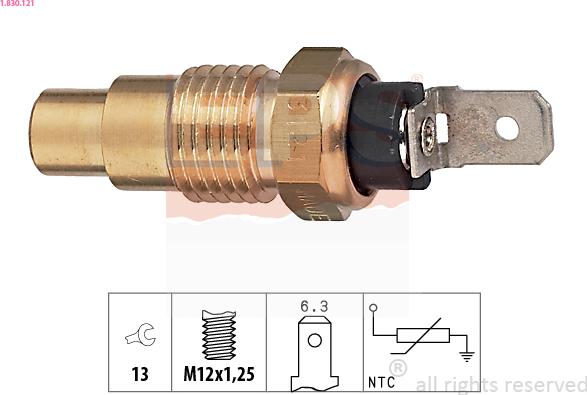 EPS 1.830.121 - Sensor, temperatura del refrigerante parts5.com