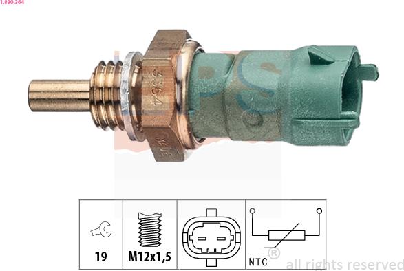 EPS 1.830.364 - Sensor, temperatura combustible parts5.com