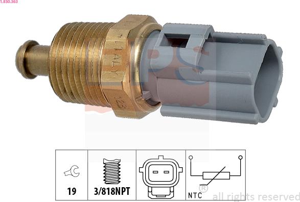 EPS 1.830.363 - Sensor, temperatura del aceite parts5.com