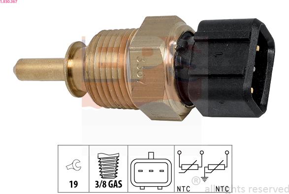 EPS 1.830.367 - Senzor,temperatura lichid de racire parts5.com