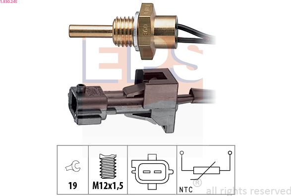 EPS 1.830.245 - Sensor, temperatura del refrigerante parts5.com