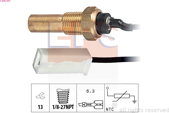 EPS 1.830.250 - Sensor, temperatura del aceite parts5.com