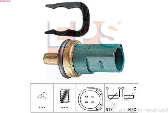 EPS 1.830.258 - Sonde de température, liquide de refroidissement parts5.com