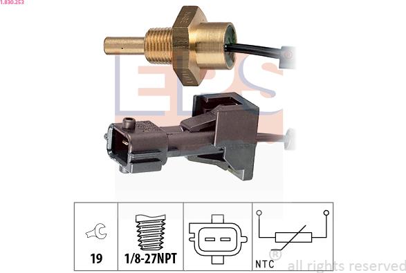 EPS 1.830.253 - Senzor,temperatura lichid de racire parts5.com