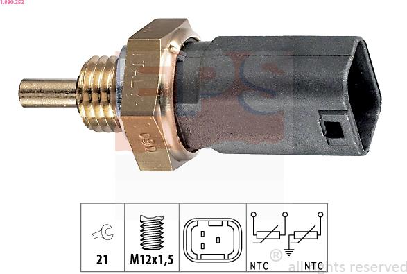 EPS 1.830.252 - Sensor, coolant temperature parts5.com