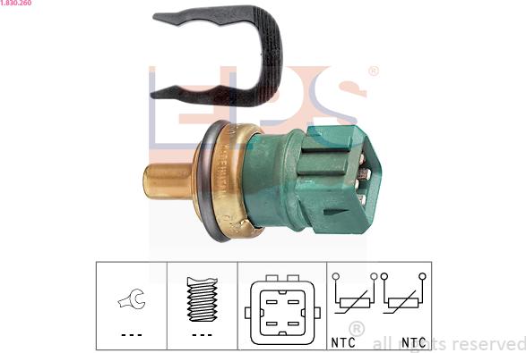 EPS 1.830.260 - Sensor, temperatura del refrigerante parts5.com