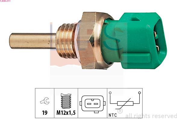 EPS 1.830.211 - Sensor, temperatura del refrigerante parts5.com