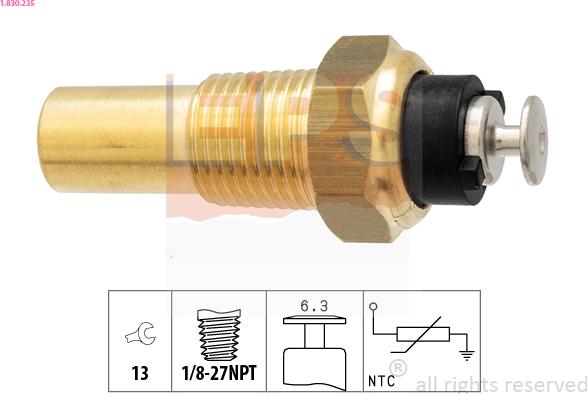 EPS 1.830.235 - Czujnik, temperatura płynu chłodzącego parts5.com