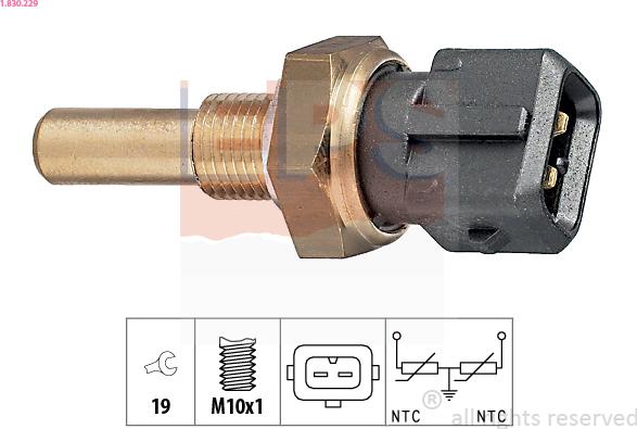 EPS 1.830.229 - Senzor,temperatura lichid de racire parts5.com