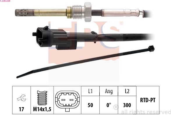 EPS 1.220.228 - Sensor, exhaust gas temperature parts5.com