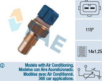 FAE 34110 - Датчик, температура на охладителната течност parts5.com