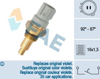 FAE 36390 - Interruptor de temperatura, ventilador del radiador parts5.com