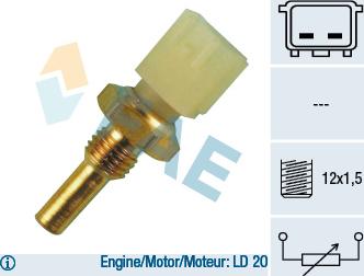 FAE 33040 - Sensor, temperatura del refrigerante parts5.com