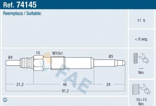 FAE 74145 - Izzítógyertya parts5.com