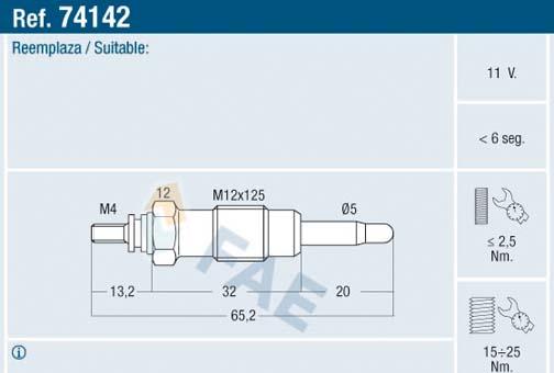 FAE 74142 - Glühkerze parts5.com