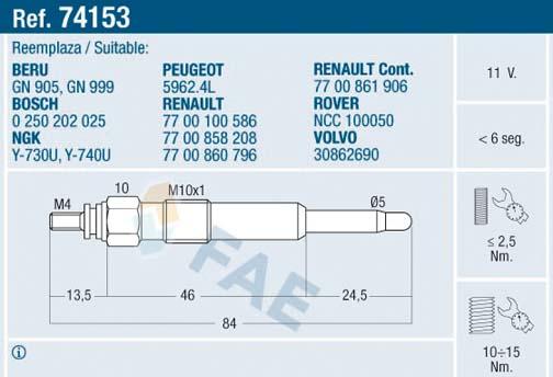 FAE 74153 - Προθερμαντήρας parts5.com