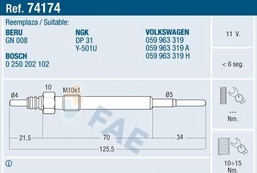 FAE 74174 - Kızdırma bujisi parts5.com