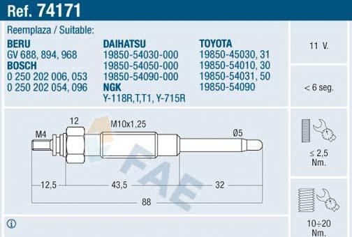 FAE 74171 - Подгревна свещ parts5.com