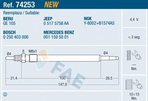 FAE 74253 - Προθερμαντήρας parts5.com