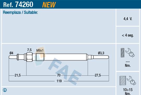 FAE 74260 - Glow Plug parts5.com